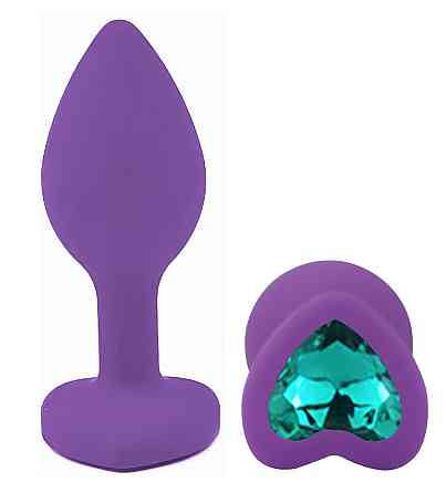 Силиконовая анальная пробка EGZO - Silicone Violet Heart Plug Marine, size S Sex Aura Киев