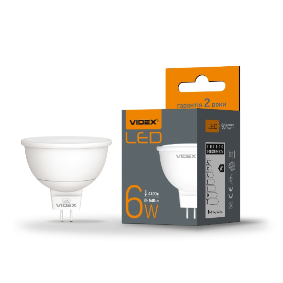 Лампа MR16e 6W GU5.3 4100К 220V LED Videx Житомир