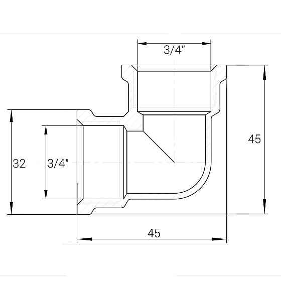 Кутник 3/4″ВВ нікельований NL441S OPTIMUM Тернопіль
