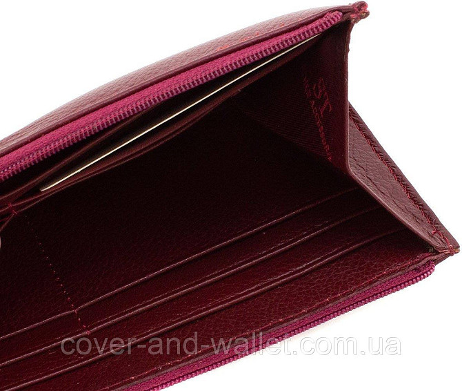Бордовый тонкий женский кошелек на молнии ST 025 date red Киев - изображение 8