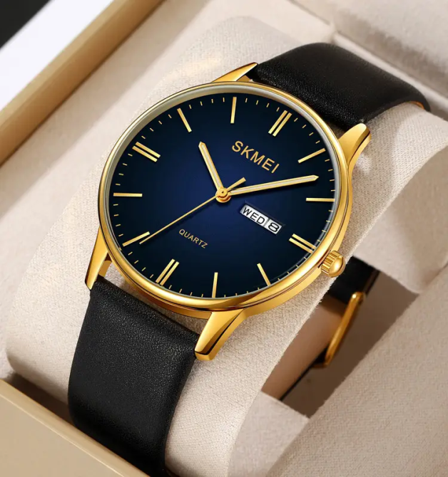Годинник чоловічий класичний Skmei 2250 (Чорний із золотистим корпусом) Київ - фото 5