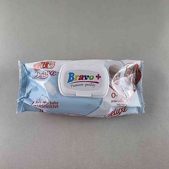 Серветки вологі 120 шт.з клапан "Bravo Lili" дитяча (1 пачка) Харків