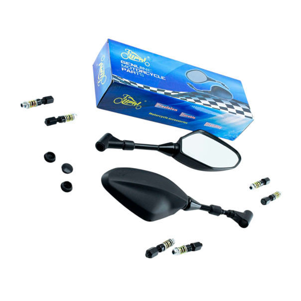 Зеркало 2 шт) М8, М10 (шестиугольник) черные (крепление с пружиной, резьба Л+ Л + П) (к-кт Мукачево - изображение 1