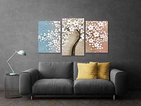 Модульная картина в гостиную / спальню Квіткове дерево  Art-691_3 70x130 см Киев