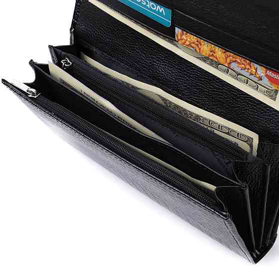 Лакированный кожаный кошелек с блоком для кредитных карт ST Leather 22683 Черный Киев