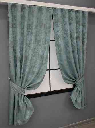 Комплект коротких штор VR-Textil Жакард Sultan XO № 1148ш Жакард Бірюзово-сірий 130х170 см 2 шт (35-0119) Київ