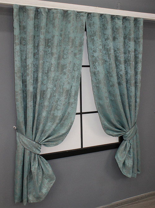 Комплект коротких штор VR-Textil Жакард Sultan XO № 1148ш Жакард Бірюзово-сірий 130х170 см 2 шт (35-0119) Київ - фото 2