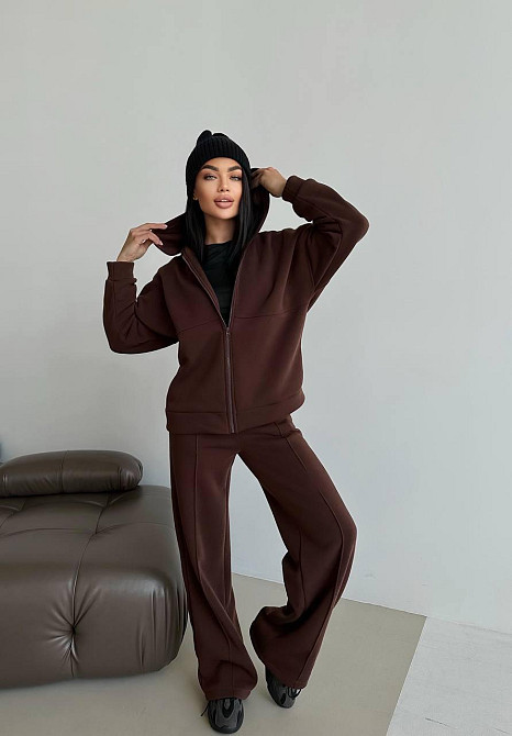 Женский теплый прогулочный костюм двойка: брюки + зип-худи трехнитка на флисе Одесса - изображение 2