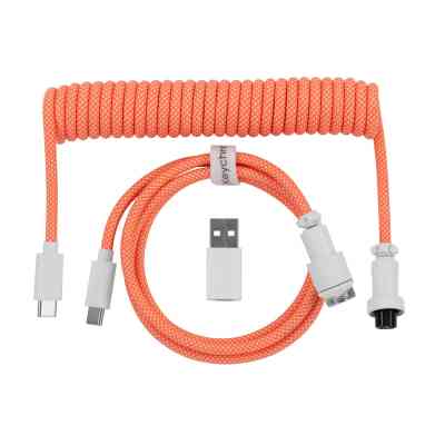Дата кабель USB-C + USB A to USB-C 1.36m Coiled Aviator orange Keychron (CAB14_KEYCHRON) Винница