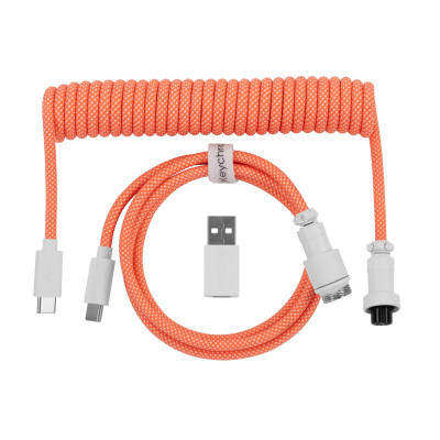 Дата кабель USB-C + USB A to USB-C 1.36m Coiled Aviator orange Keychron (CAB14_KEYCHRON) Винница - изображение 1