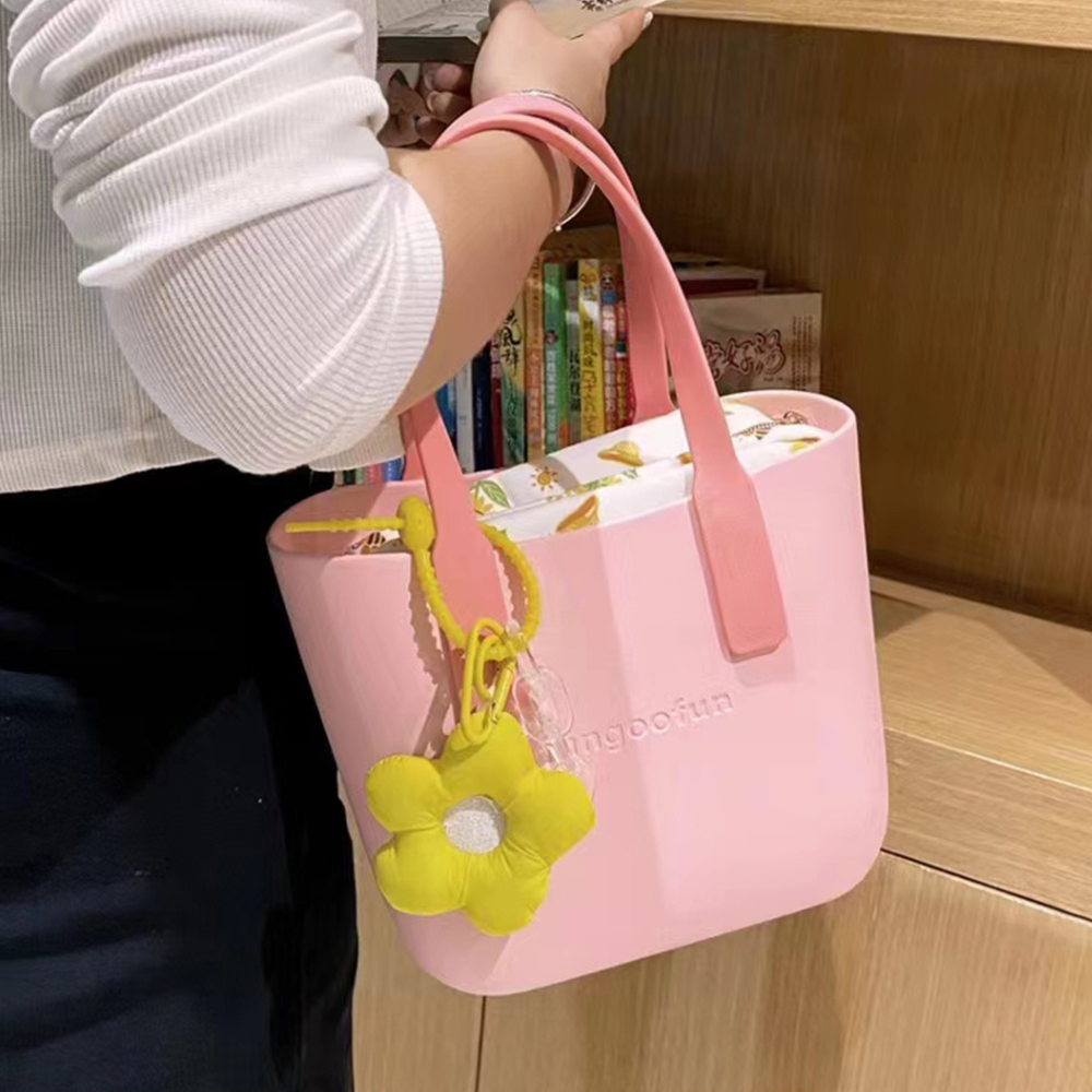 Сумка жіноча шопер силіконова на плече водонепроникна сумочка з підкладкою на блискавці Fungoofun, рожева Кам'янець-Подільський - фото 6