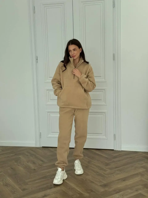 Теплый спортивный костюм женский на флисе поларTEDDY Беж S Харьков - изображение 1