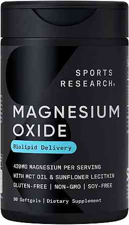 Магний оксид Sports Research Magnesium Oxide, 420 mg, 90 Softgels Луцк