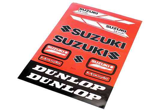 Наклейки на планшеті "Suzuki / Dunlop" червоні набір 8шт 22x32, 5839A Бершадь