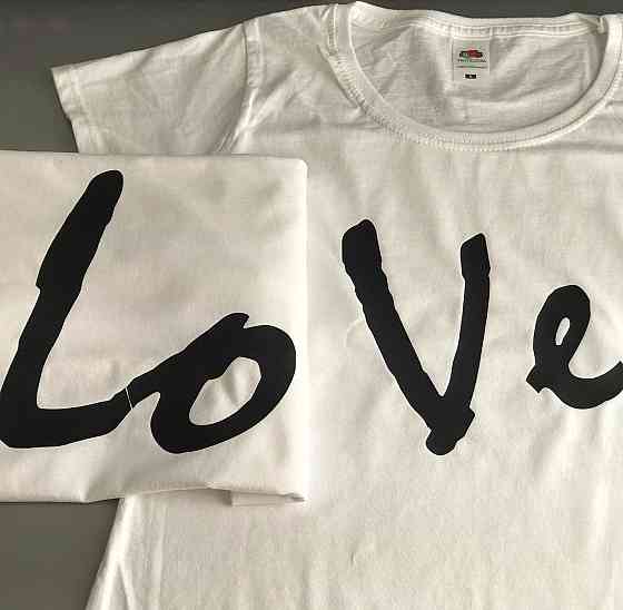 Білі Парні футболки для хлопця та дівчини з написами LOVE Чернівці