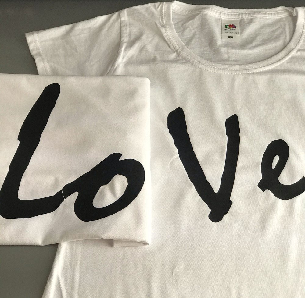 Білі Парні футболки для хлопця та дівчини з написами LOVE Чернівці - фото 1