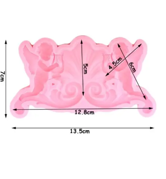 Силиконовый молд Ангелы с арфами 135 на 70 мм розовый Киев - изображение 6