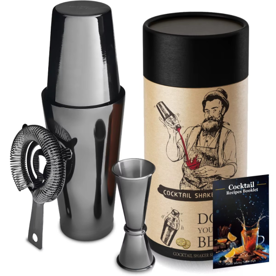 Комплект бармена для приготовления коктейлей шейкер,джиггер,стрейнер.Подарочный набор для бармена 3в1 Каменец-Подольский