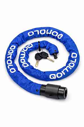 Велозамок Qomolo з ключем 100 см, ланцюговий сталевий замок для велосипеду, скутера, мотоцикла, воріт, синій Київ