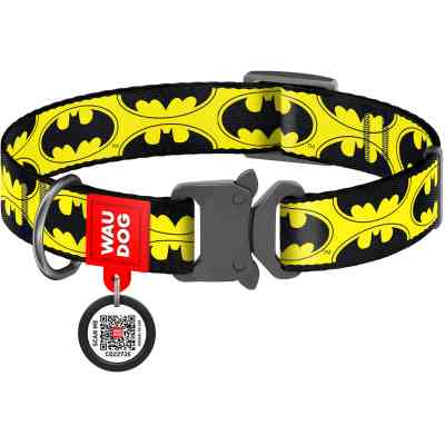 Ошейник для животных WAUDOG Nylon "Бэтмен Лого" металлическая пряжка-фастекс XL (0026-2001) Винница