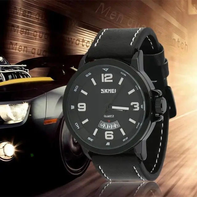 Чоловічий класичний наручний годинник Skmei 9115 Чорний з чорним Вінниця - фото 3