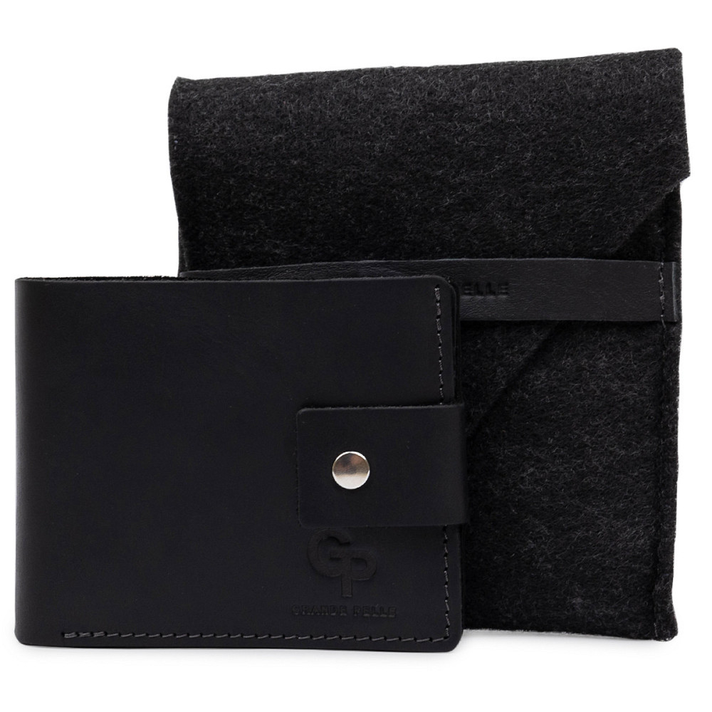 Небольшое мужское портмоне Черный (GRANDE PELLE) Киев - изображение 1