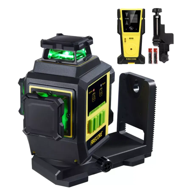 Лазерний рівень нівелір Firecore F95T-XG 4000 мА 3D (12 ліній) 360 з лазерним приймачем Київ - фото 1