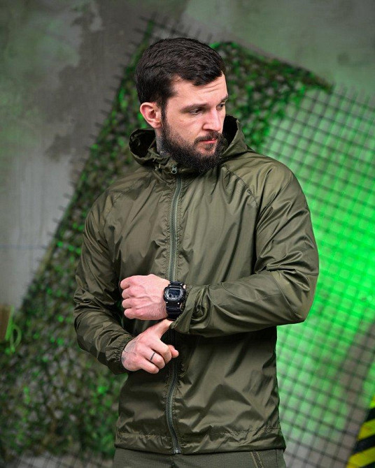 Ветровка  дождевик карман олива  ЛЛ6009 Одесса - изображение 1