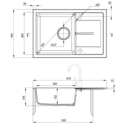 Мойка кухонная Deante Leda, мийка ZRD_2113 + зміш. BOC_B740, графіт (ZRDG2113) Винница