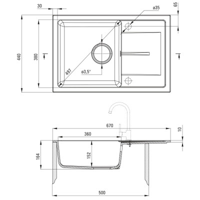 Мойка кухонная Deante Leda, мийка ZRD_2113 + зміш. BOC_B740, графіт (ZRDG2113) Винница - изображение 6