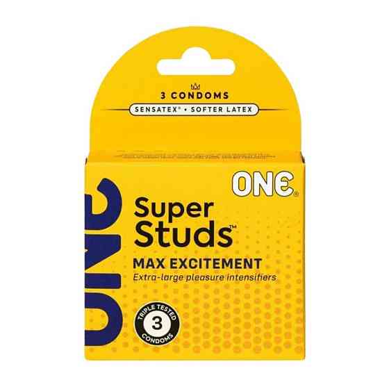 Презервативы латексные ONE Super Studs с шипами (цена за упаковку, 3 шт.) Sex Aura Киев