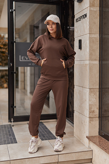 Спортивний костюм худі та джогери "Dante" | Батал | Розпродаж моделі Шоколадний, 54-56 Київ - фото 1