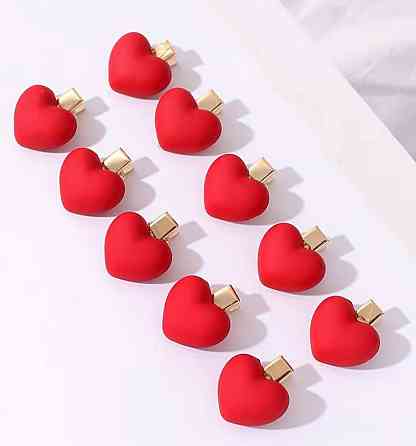 Набор заколок для волос 10 шт сердечки красные, клипсы декоративные для девочек Киев