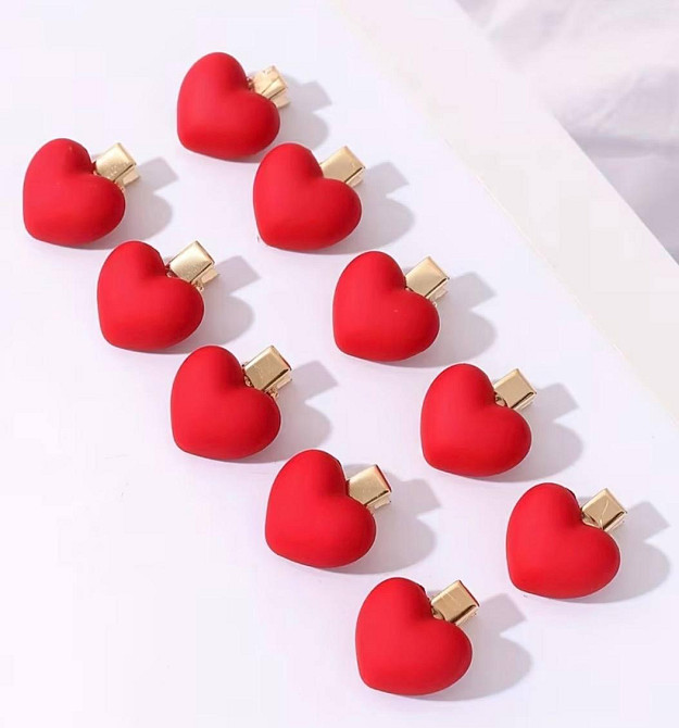 Набір шпильок для волосся 10 шт сердечка червоні, заколки кліпси декоративні для дівчат Київ - фото 1