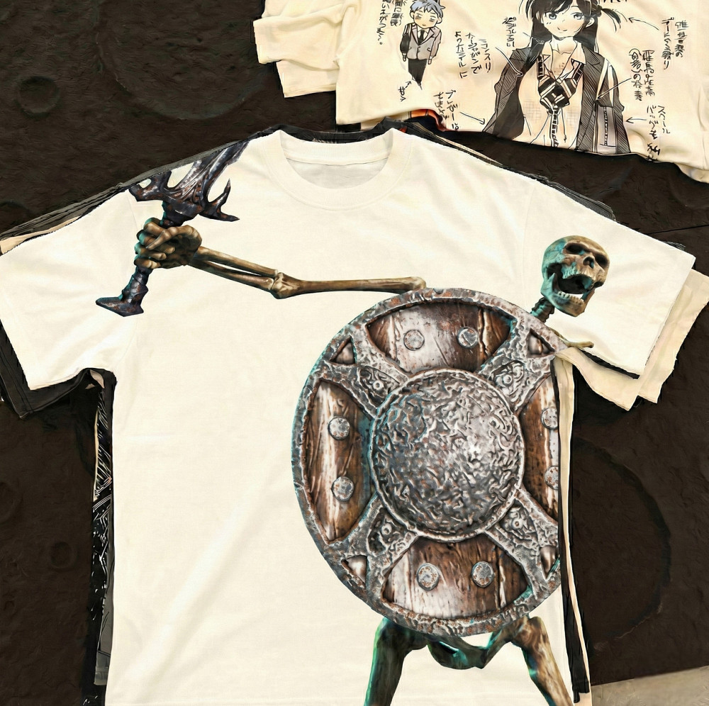 Футболка для хлопчика з принтом аніме Аніме Скйрім Скелетон Бангінг оверсайз (зріст від 165 до 180) Чорний Дніпро - фото 1