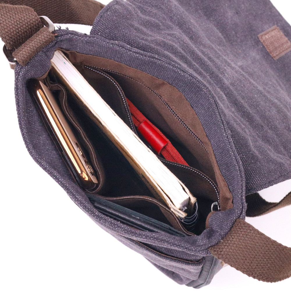 Вертикальная мужская сумка текстильная Черная (Vintage) Киев - изображение 1