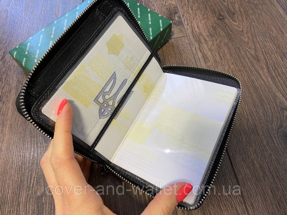 Невеликий чоловічий гаманець на блискавці з відділенням для паспорту MD 7M-117 Київ - фото 3