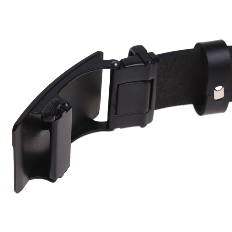 Автоматичний пасок з натуральної шкіри 115-125×3.5 / ремінь на штани для чоловіка, чорний Кам'янське - фото 2