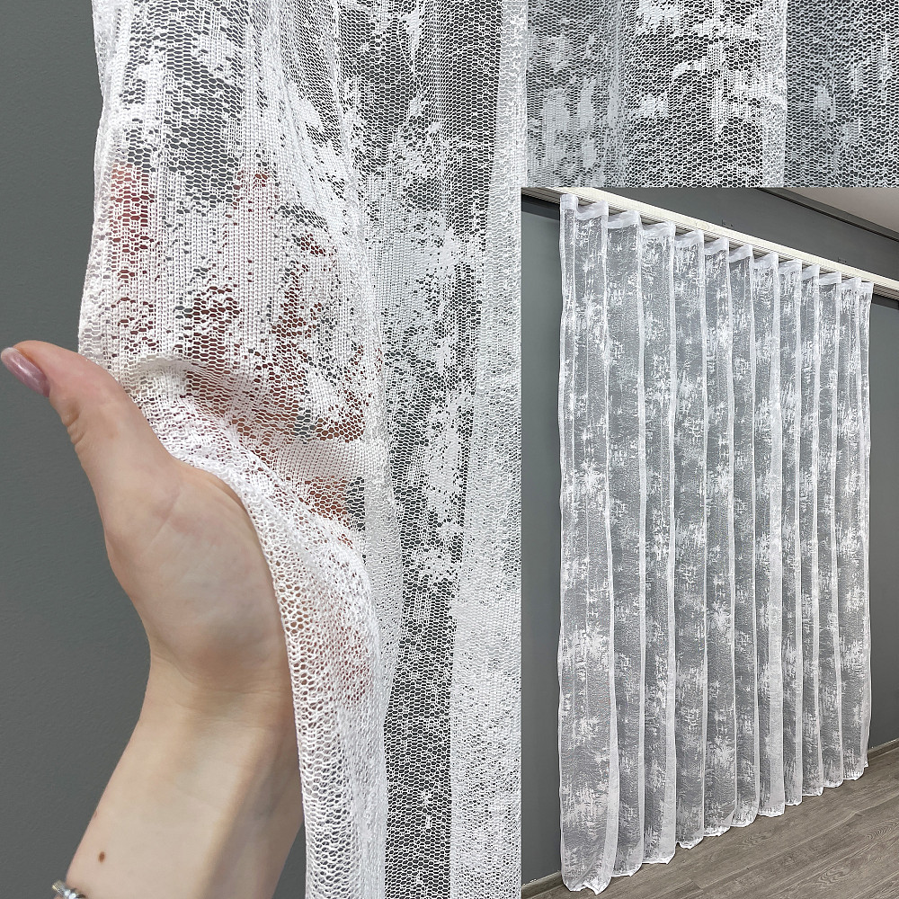 Тюль жакард, колекція "Мармур Al-1" колір білий 701т Київ - фото 1