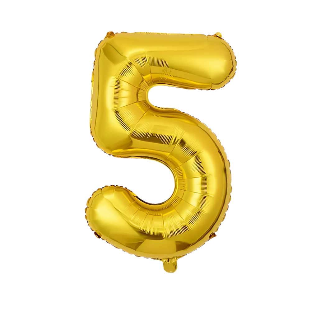 Воздушный шар в виде цифры 5 золотой,32 дюйма, фольгированый, праздничный для дня рождения, годовщин юбилеев Каменец-Подольский - изображение 2