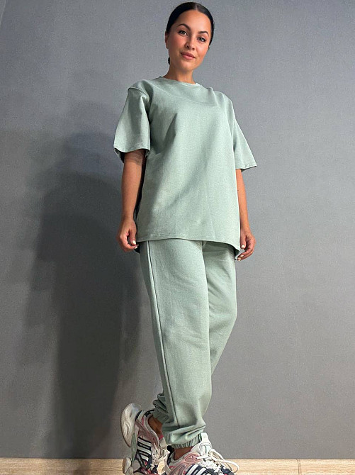 Костюм женский Pepper&mint 24-01-01 оверсайз футболка с брюками на резинке оливковый, оливковый, ML Киев - изображение 18