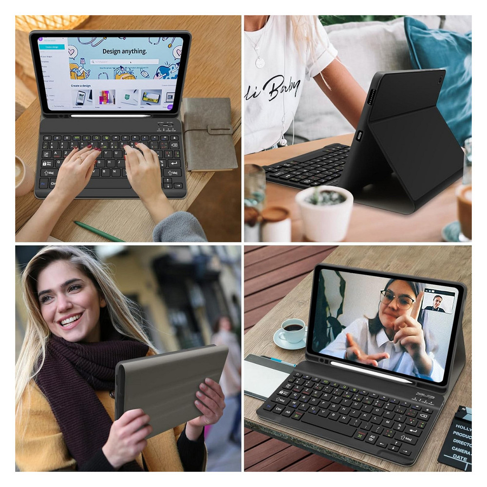 Чохол-клавіатура для Samsung Galaxy Tab S6 Lite 10.4" Чорний AZERTY Bluetooth відстібна з тримачем для стилуса Київ - фото 7