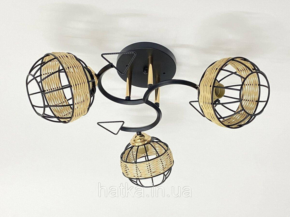 Стельова люстра на 3 плафони 91179A/3 чорний+хром Київ - фото 1