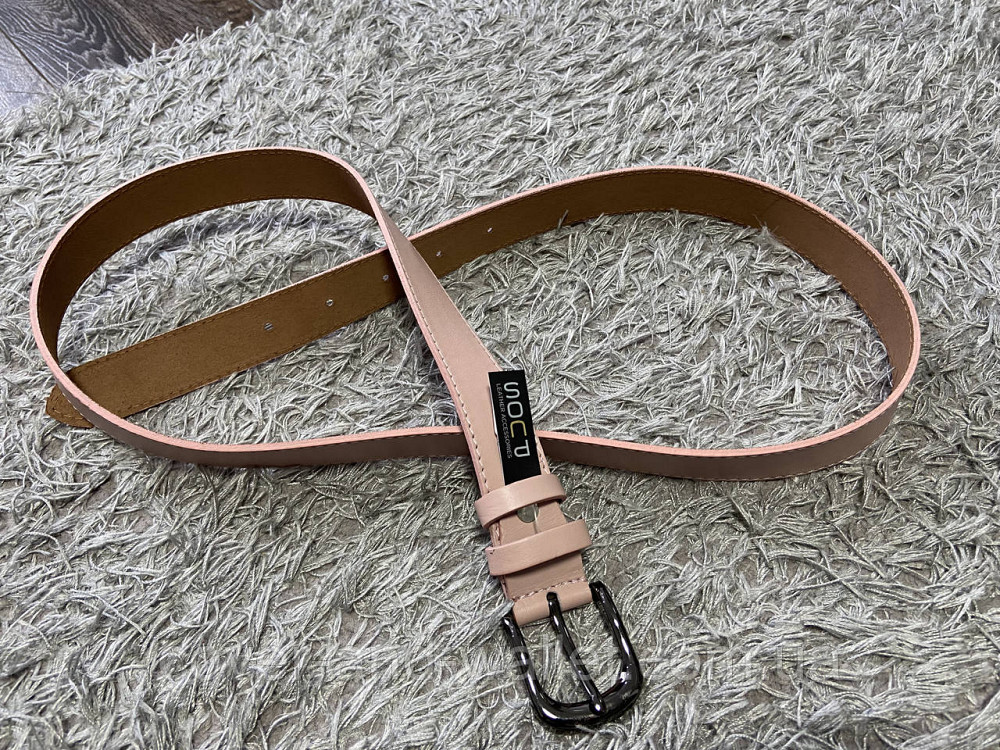 Жіночий світло-рожевий ремінь з гладкої шкіри високої якості 30мм PS Leather Київ - фото 4