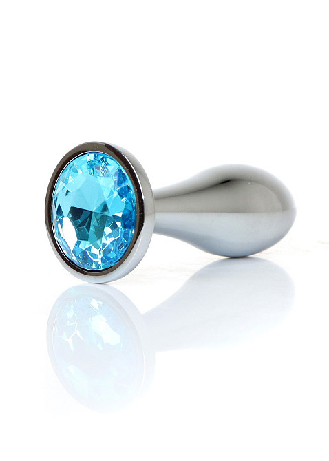 Анальная металлическая пробка Plug-Jewellery Silver PLUG-Light Blue L Sex Aura Киев - изображение 8