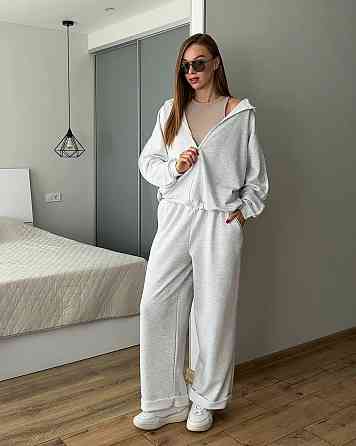 Женский прогулочный костюм двойка: кофта и штаны трехнить петля 100% хлопок Меланж Одесса