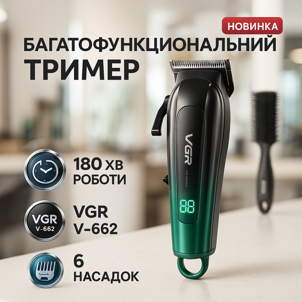 Домашняя машинка аккумуляторная для стрижки волос VGR V-662, Набор для стрижки с зарядкой WV-70 Львов - изображение 18