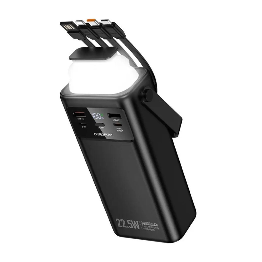 Внешний аккумулятор BOROFONE BJ65 High 22.5W+PD20W+four-cables power bank(30000mAh) Black Киев - изображение 1