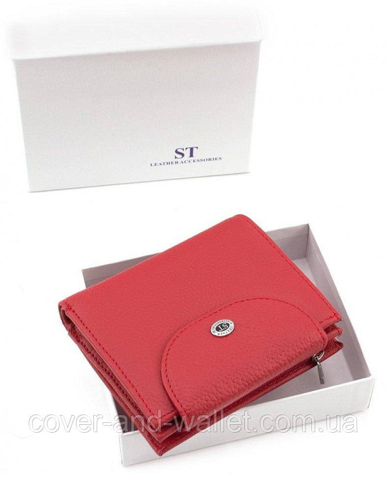 Небольшой женский кожаный портмоне красного цвета на много карточек ST 410 Киев - изображение 8