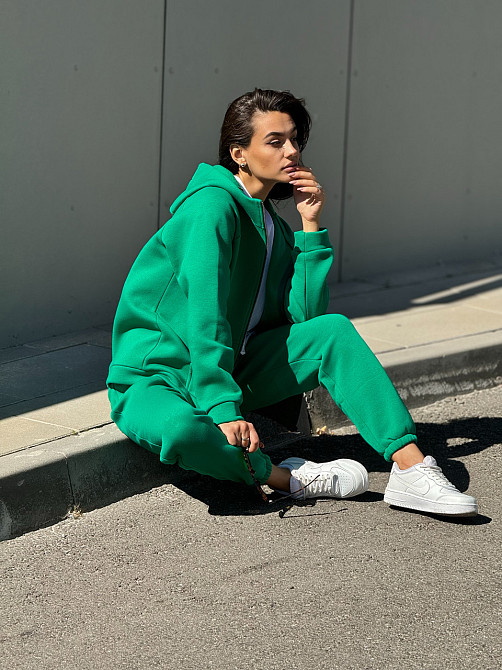 Теплый спортивный костюм женский на змейке Зелёный 46/48 Харьков - изображение 2